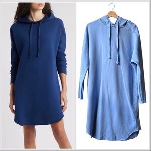 NWOT Frank & Eileen Mini James Hooded Dress Bright Baby Blue Triple Fleece Sz M